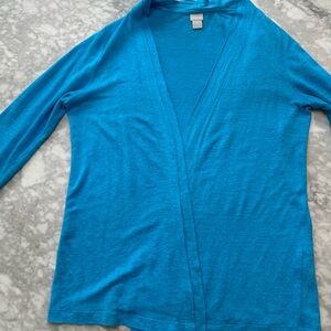 Chico’s Vibrant Blue 100% Linen Open Lightweight Cardigan